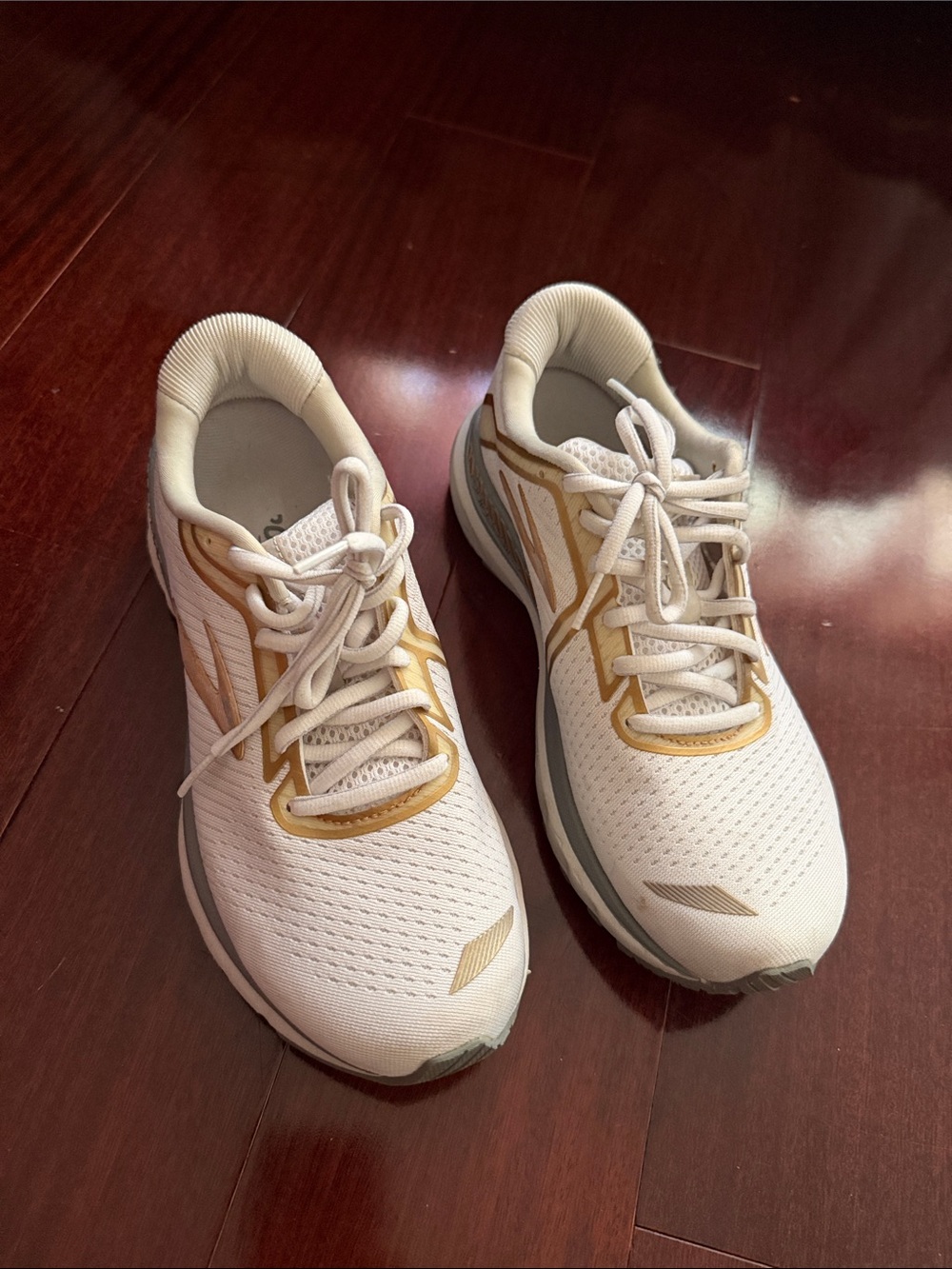 Brooks White Sneakers with Gold Accents